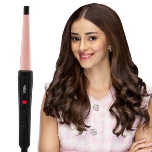 VEGA I-Curl Hair Curler For Women With Ceramic Coated 0.5 Inch-1 Inch Barrel, Quick Heatup Technology,LED Indicator, Fast Heat Up, Long-Lasting Curls, Suitable For All Hair Types, (Vhch-05), Black