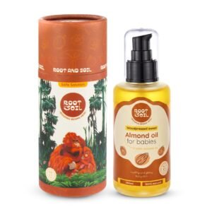 ROOT and SOIL Wood-Pressed Sweet Almond Oil for Babies – 100 ML, 0+ Months, 100% Almond Oil | Wood-Pressed | Newborn & infant friendly | Baby massage oil | 100% Pure Almond oil | No Preservative