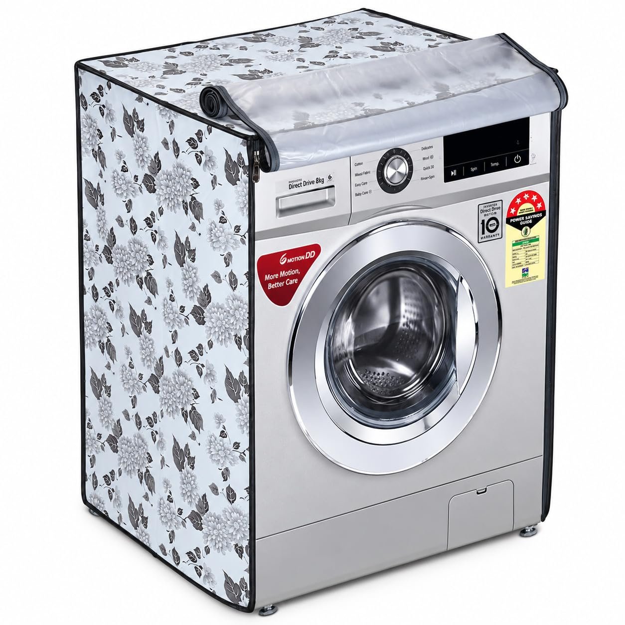 AMAZOR Waterproof & Dustproof Front Load Washing Machine Cover Polyester Compatible For IFB / LG / Samsung / Whirlpool /Bosch / Haier / Siemens (Size:8 Kg , 8.5 Kg , 9 Kg ,9.5 Kg)