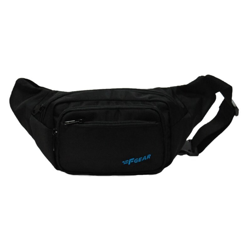 F Gear Miles Guc Black Waist Pouch | Compact Travel Fanny Pack | 1 Compartment & 2 Pockets |Water-Resistant, Lightweight & Durable Waist Bag | Ideal for Travel, Trekking, Cycling & Everyday Essentials