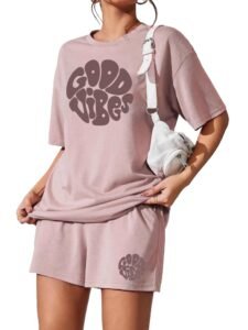 KSHS Women Cotton Night Suit Top & Shorts Set | Loose Fit Printed Nightwear Co Ord Set Stylish Western | Soft Breathable Sleepwear Shorts with Pocket for Women
