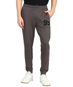Alan Jones Clothing Men Mid Rise Cotton Blend Joggers Track Pants | French Terry | Zipper Pocket | Casual, Gym & Lounge Wear