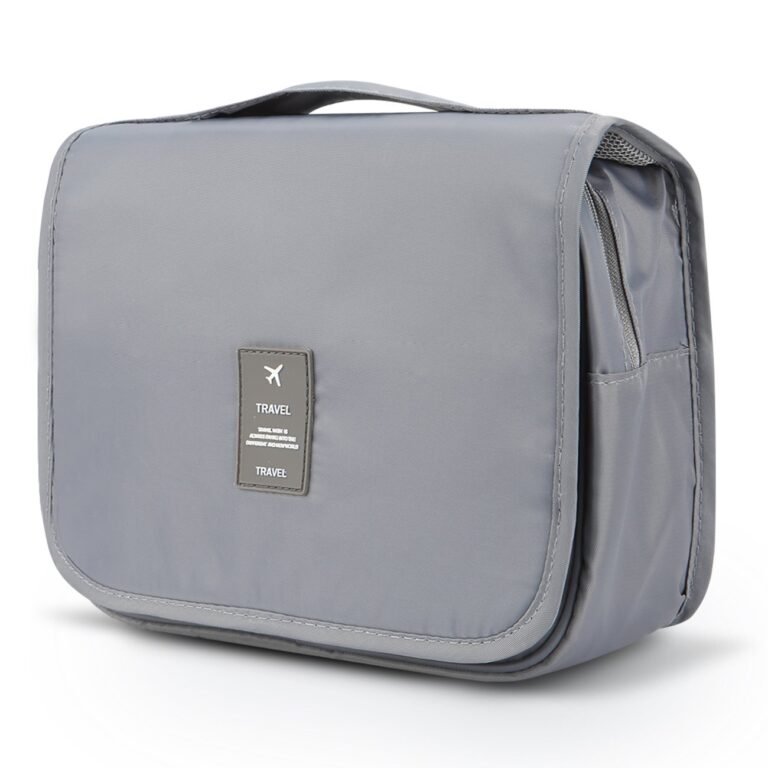 Mossio Polyester Toiletry Travel Organizer,Large Capacity Suitcase Luggage Portable Dopp Kit Wash Bag Grey 7.99 Cms