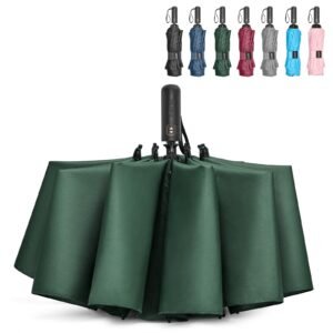 G4Free 62 Inch Large Golf Umbrella Compact Reverse Travel Umbrella 10 Ribs Windproof for Rain Double Canopy Automatic Open Close