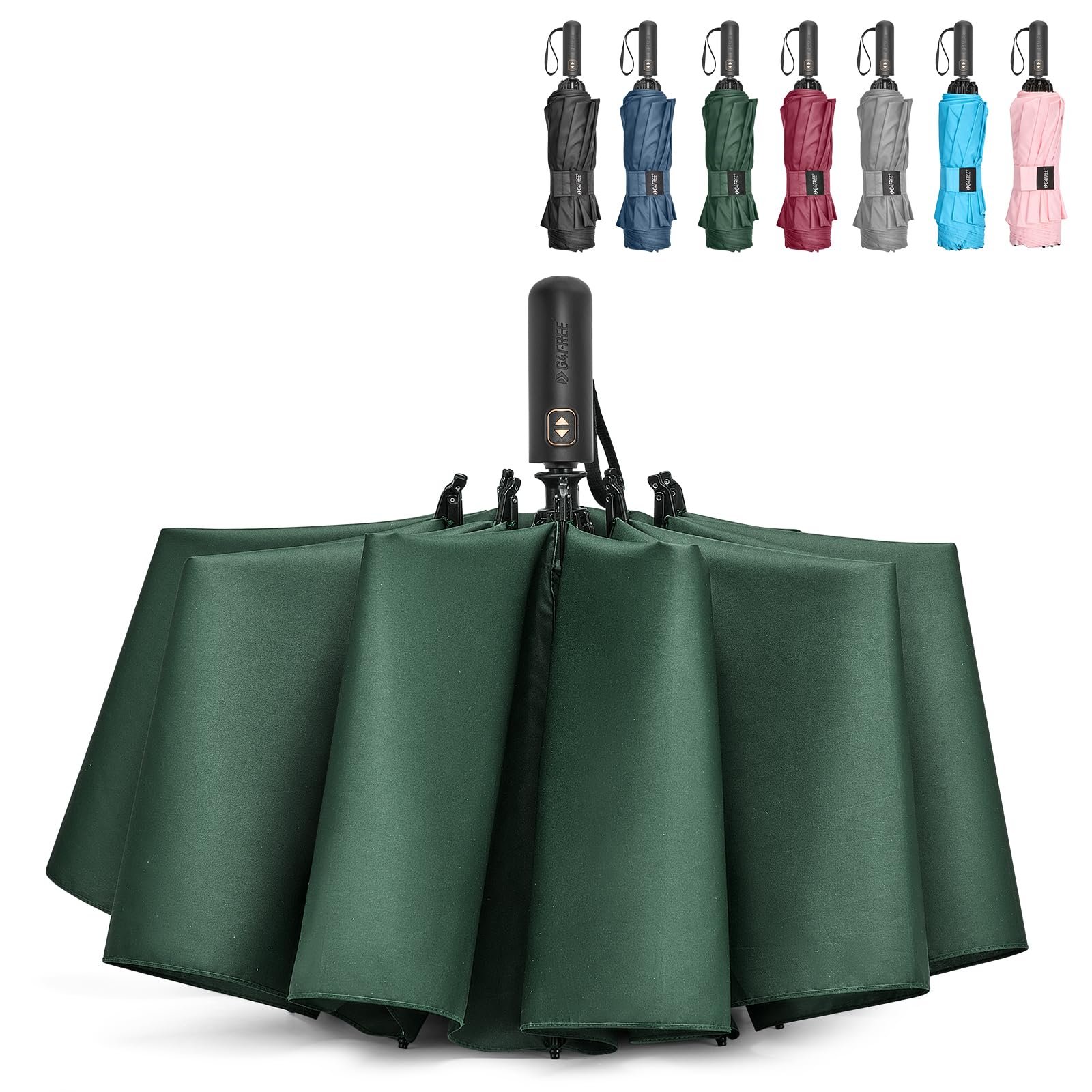 G4Free 62 Inch Large Golf Umbrella Compact Reverse Travel Umbrella 10 Ribs Windproof for Rain Double Canopy Automatic Open Close