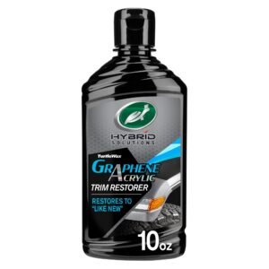 Turtle Wax Hybrid Solutions Graphene Acrylic Black Trim Restorer, 296 ml | Plastic Restoring Agent for Exterior Trims | UV Protection | Revitalizes Faded Plastics to Like-New Condition | Long-Lasting,