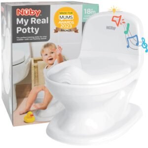 Nuby My Real Potty Training Toilet with Life-Like Flush Button & Sound for Toddlers & Kids, White(Pack of 1)