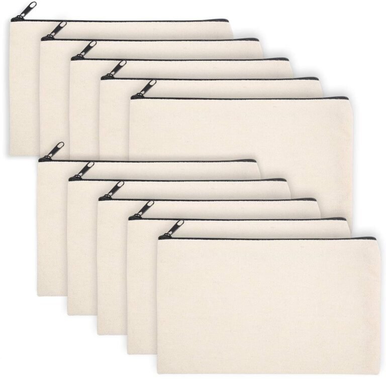 Legigo Canvas Zeedix 10 Pack Blank Diy Craft Bag Pen Case Blank Makeup Bags – Canvas Pencil Bag Cotton Canvas Cosmetic Bag Multi-Purpose Travel Cosmetic Bag