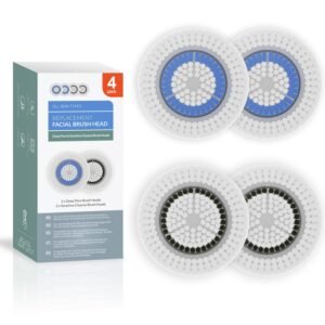 Sonimart Compatible Replacement Facial Cleansing Brush Heads (4-Pack), 2 x Sensitive Skin and 2 x Deep Pore Cleansing heads