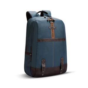 Gear Classic 4 19″/31L Medium Faux Leather Water Resistant Anti Theft Laptop Backpack | Casual Backpack | Daypack | Travel Backpack | College Bag For Men/Women (Teal – Brown)