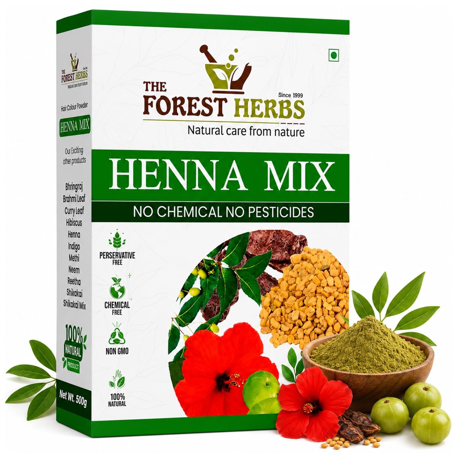The Forest Herbs Natural Care From Nature Henna Powder | 500g Mehendi Powder For Hair Enriched with Precious Herbals for Hair Colour & Conditioning | Brown