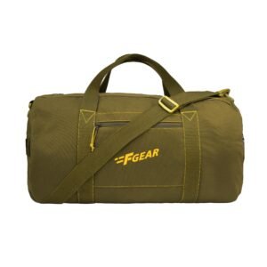 F Gear Sergeant Olive Canvas Medium Gym Duffle Bag|1 Spacious Compartment & 2 Pockets|Durable Material|Lightweight Travel & Gym Bag|Comfortable to Carry|Stylish Multipurpose Duffel for Men & Women