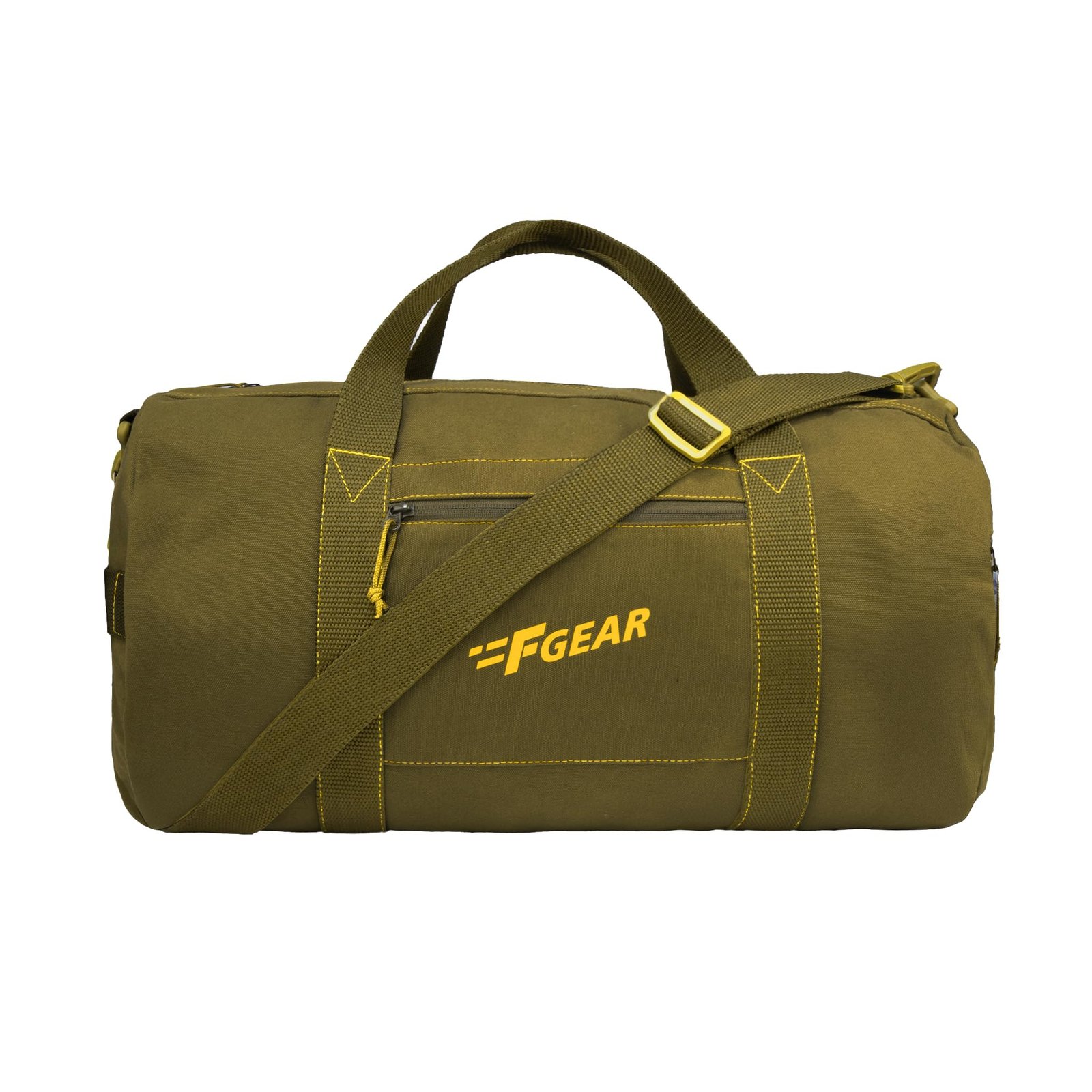 F Gear Sergeant Olive Canvas Medium Gym Duffle Bag|1 Spacious Compartment & 2 Pockets|Durable Material|Lightweight Travel & Gym Bag|Comfortable to Carry|Stylish Multipurpose Duffel for Men & Women