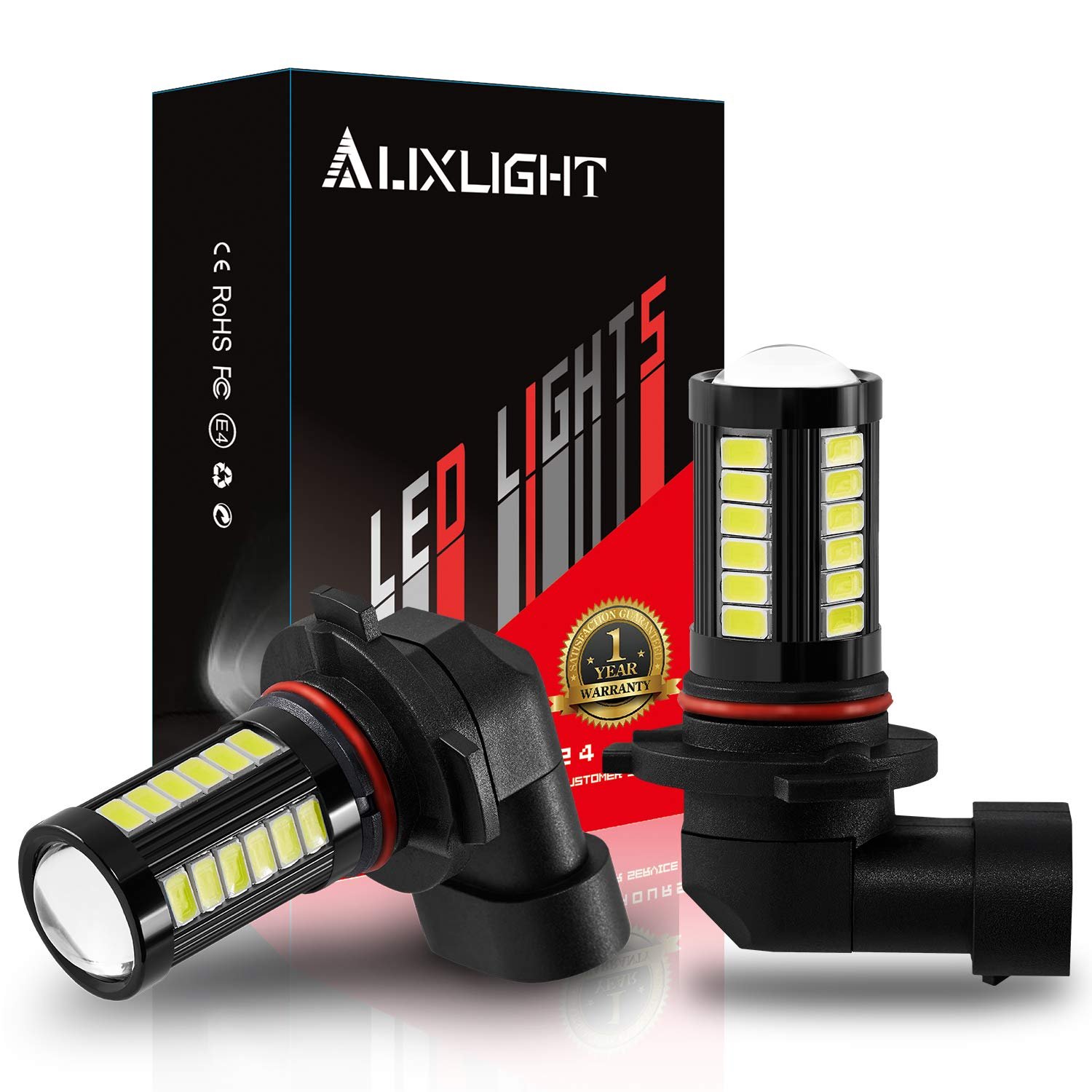 AUXLIGHT 9006 HB4 9006LL 9006XS LED Fog Light Bulbs 6000K Xenon White, Super Bright 2800 Lumens 33-SMD Chips LED Daytime Running Lights DRL Bulbs Replacement for Cars, Trucks (Pack of 2)