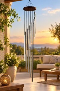 Paradigm Pictures Big 18 Pipe Wind Chimes for Home || Home Decor Items (Silver Color)