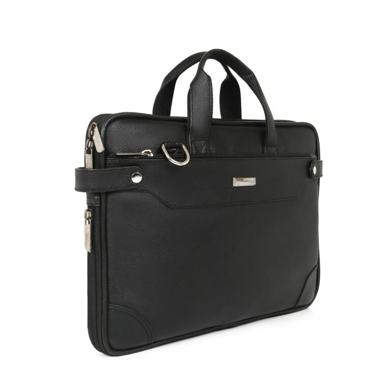 Zipline Laptop bags for men office use | Faux Leather Laptop Bag for Man – Fits 14/15.6/16 inch Laptop, Macbook, Macbook Pro Messenger Bags for Mens (1-Black Bag)