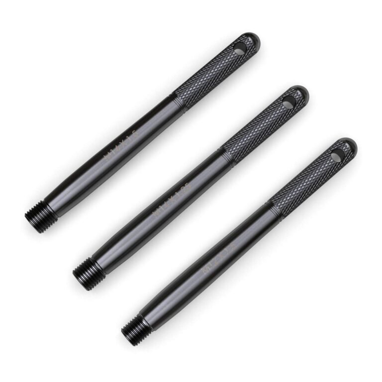 Black Wheel Hangers Alignment Pin Guide Tools – 12×1.5, 14×1.5, 14×1.25 (one of each, eliminates guesswork) Compatible with all European Vehicles – Steel, 160mm Length – Pack of 3