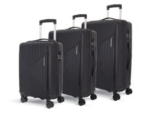 KAMILIANT by American Tourister Savvy|Trolley Bag Set of 3 (55+70+80 cms) for Travel| Hard Case Polypropylene (PP) Suitcase|360° 8-Wheel Spinner Luggage Trolley|Combination Lock|Black