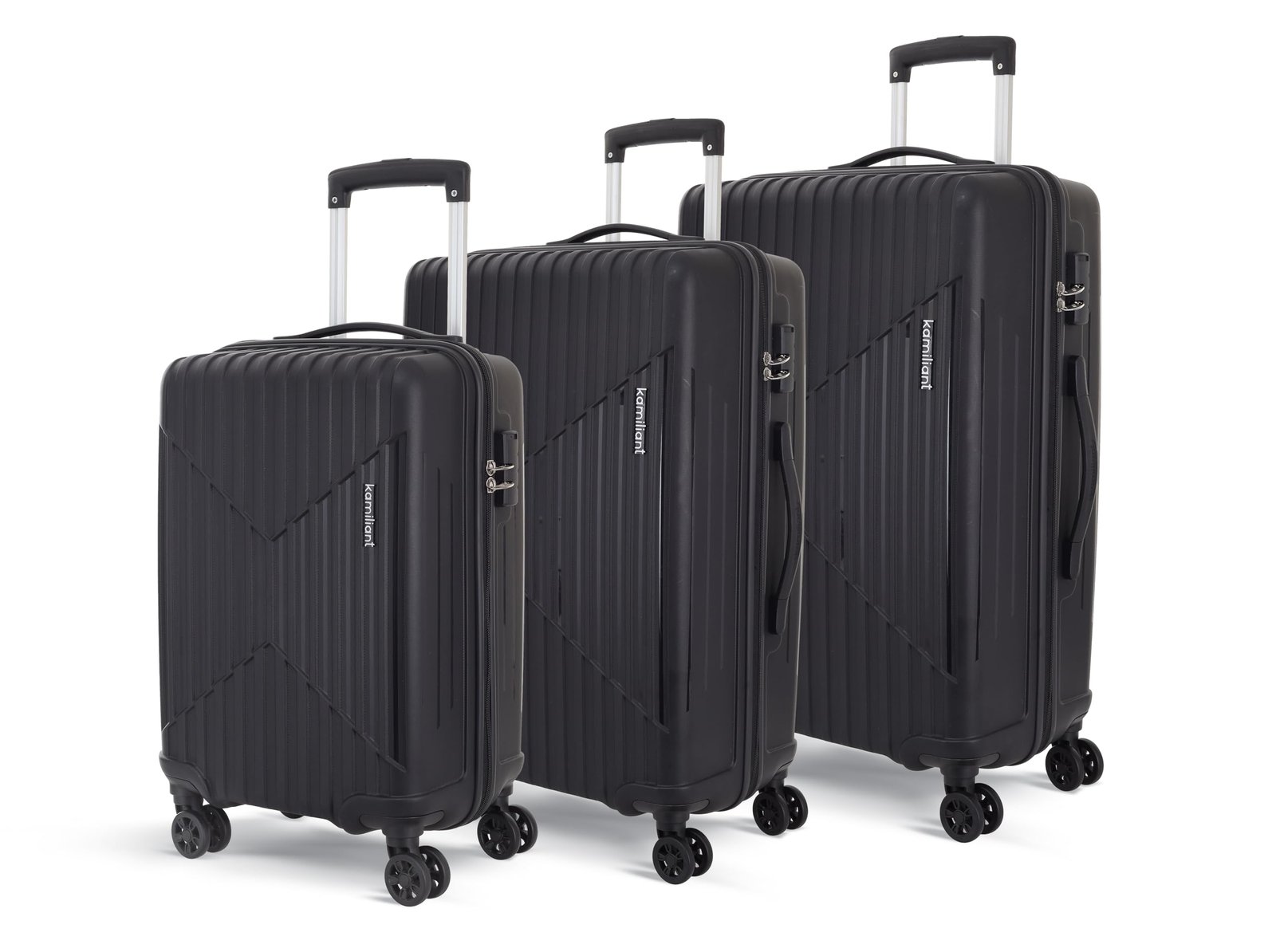 KAMILIANT by American Tourister Savvy|Trolley Bag Set of 3 (55+70+80 cms) for Travel| Hard Case Polypropylene (PP) Suitcase|360° 8-Wheel Spinner Luggage Trolley|Combination Lock|Black