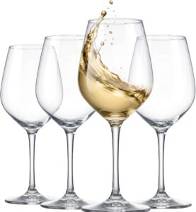 Paksh Novelty Italian White Wine Glasses – 15 Ounce – Lead Free – Shatter Resistant – Wine Glass Set of 4, Clear, 450 Ml (Brand Box NOT Including)