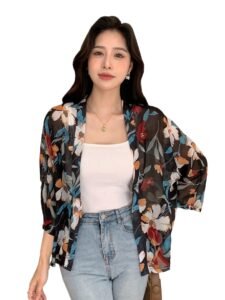 TOPLOT Women’s Shrug | Stylish Layering Top | Floral Design Shrug | Easy Wear Structure | Trendy Look Styling | Versatile Casual & Everyday Fashion| Available in Pack of 2 (5148)