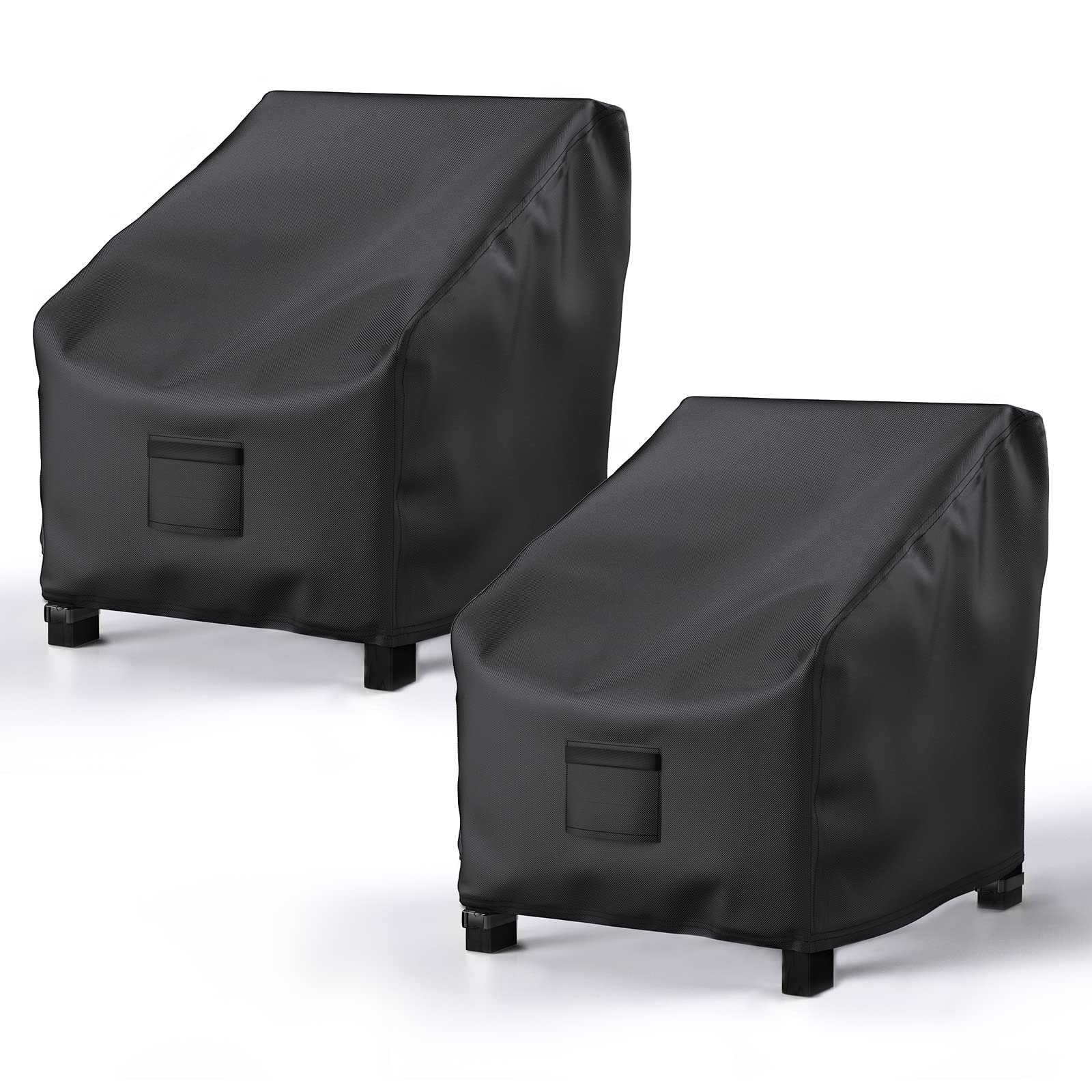 Patio Chair Covers for Outdoor Furniture Waterproof 2 Pack, 600D Heavy Duty Oxford Cloth, Large for Lounge Lawn Deep Seat Black 38″ W x 31″ D x 29″ H