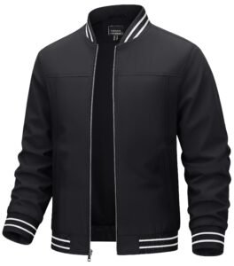 TACVASEN Men’s Lightweight Jacket Casual Spring Fall Windbreaker Bomber Zip Up Coat With Pocket