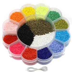 Beadsnfashion Glass Seed Beads DIY Kit for Jewellery Making, Beading, Embroidery and Art and Crafts, Size 11/0 (2mm) (Neon & Opaque)