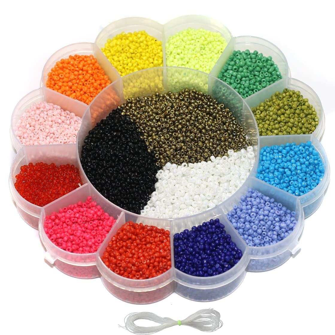 Beadsnfashion Glass Seed Beads DIY Kit for Jewellery Making, Beading, Embroidery and Art and Crafts, Size 11/0 (2mm) (Neon & Opaque)