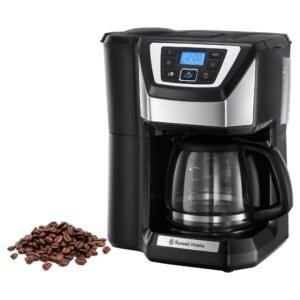 Russell Hobbs Victory Grind & Brew Coffee Maker with Digital Grinder | Bean to Cup Filter Coffee Machine | 1.5L Glass Jug, 12 Cups | 24-Hour Programmable | WhirlTech Technology | 2 Year Warranty