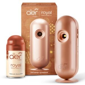 Godrej aer Matic Kit (Machine + 1 Refill) – Automatic Room Fresheners with Flexi Control Spray | Royal Vanilla Essence | 2000 Sprays Guaranteed | Lasts up to 60 days (210ml)