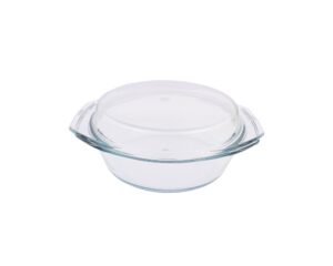 Borosil Oven and Microwave Safe Glass Serving Casserole Bowl with Glass Lid (1.5L, Transparent)