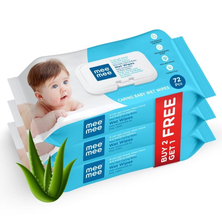Mee Mee Wet Wipes for Baby Skin with Aloe Vera | 72 Wipes x Pack of 3-216 Wipes | Paraben Free, Gental fresh fragrance, pH Balanced, Dermatologically Safe, Baby Wipes Combo | Pack Lid