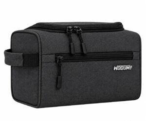 Wooum Travel Toiletry Bag for Men | Water-Resistant Bathroom Organizer with Hook | Compact Khadi Fabric Dopp Kit with Zipper & Mesh Pockets – Ideal for Travel, Gym & Daily Use | 1 Year Warranty