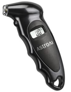 AstroAI Digital Tire Pressure Gauge 150 PSI 4 Settings Car Truck Bicycle Backlit LCD Non-Slip Grip, Black