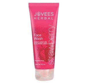 Jovees Herbal Strawberry Face Wash For Hydrating & Glowing Skin with Strawberry Ext. | Gentle Cleanser For Brightens, Removes Pigmentation | For Normal to Dry Skin Type – 50ml