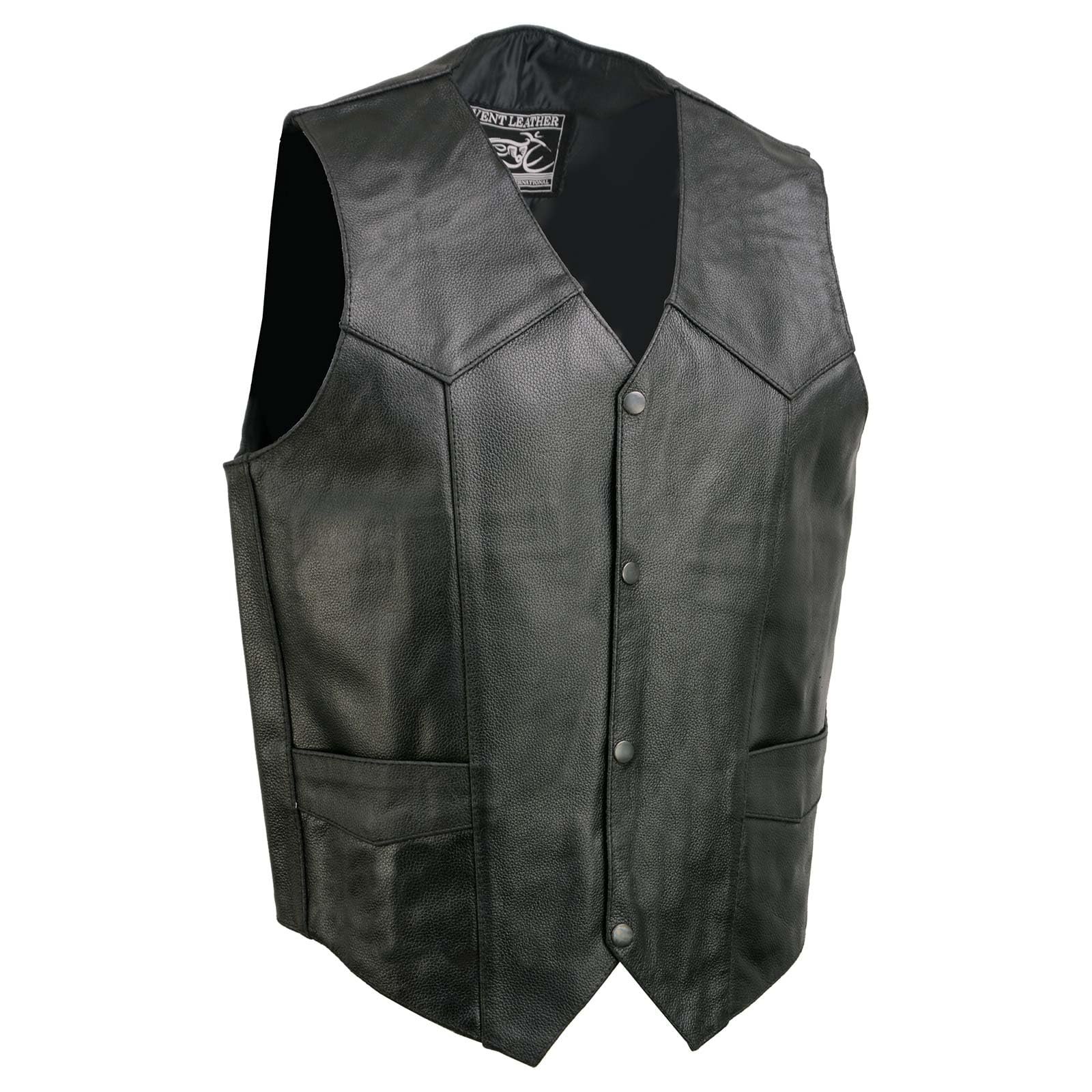 Event Biker Leather Men’s Promo Basic Leather Vest (Black, Medium)