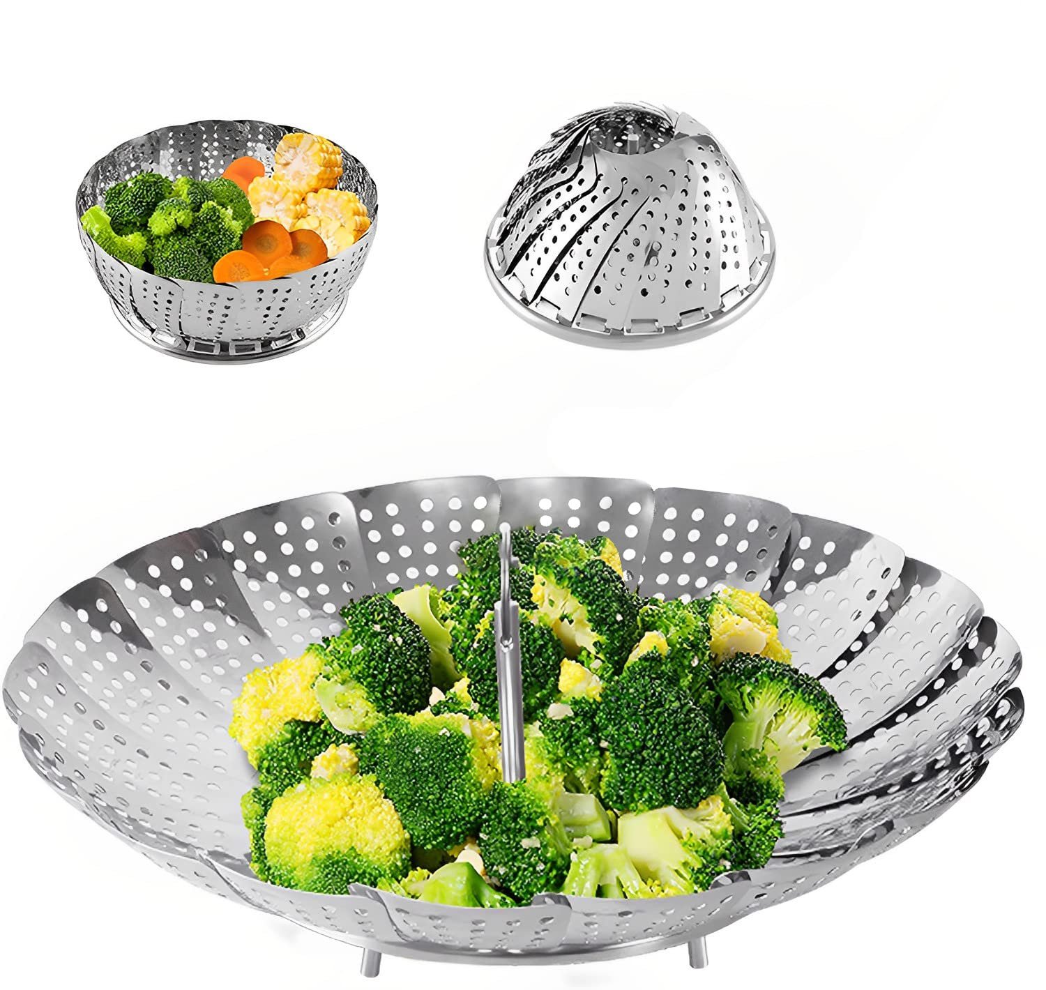 SYGA Stainless Steel Steamer Basket for Vegetable/Insert for Pots, Pans, Crock Pots & More. 6.3″ to 10.3″