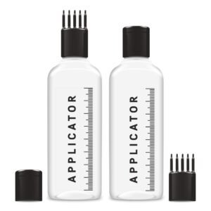 Chariot New York Hair Root Applicator Bottle with Comb Cap for Applying Hair Oil, Shampoo and Medicine (Pack of 2)