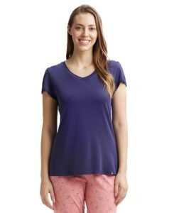 Jockey RX12 Women Micro Modal Cotton Solid V Neck Half Sleeve T-Shirt