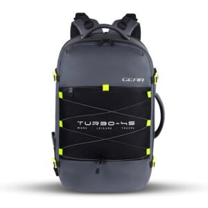Gear Turbo 21″/45L Large Water Resistant Anti theft Laptop Backpack with Raincover | Backpack | Daypack |Briefcase | Travel Bag For Men/Women (Black – Grey)