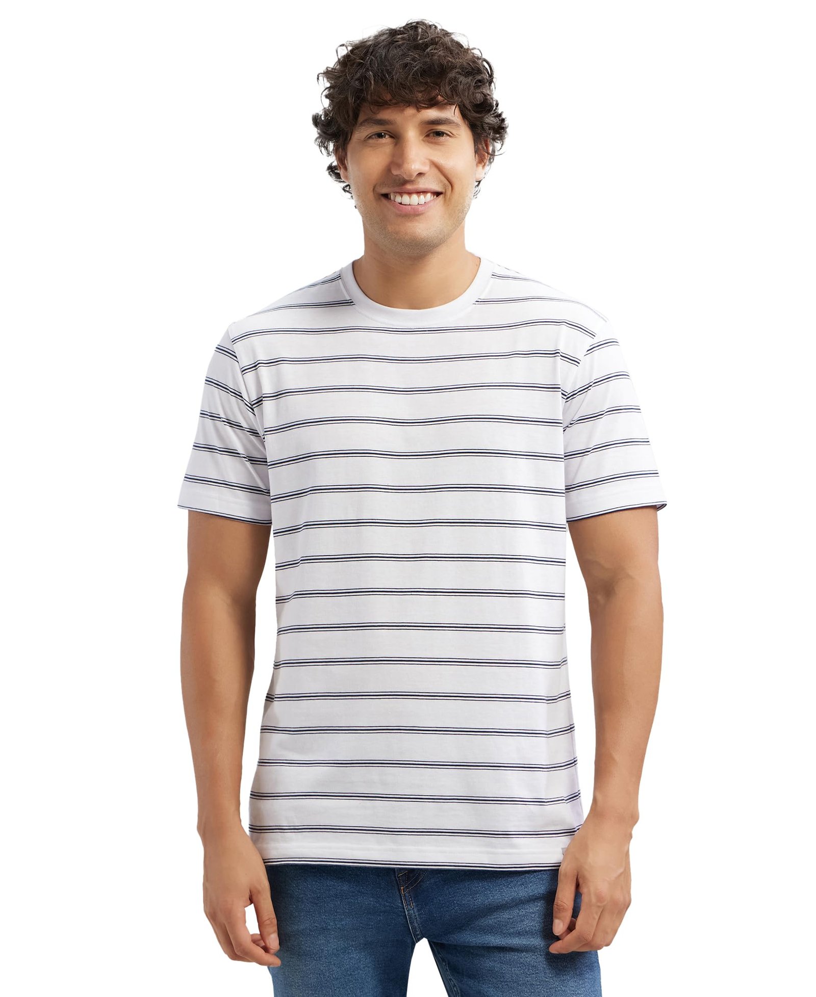 Jockey 2715 Men Super Combed Cotton Rich Striped Round Neck Half Sleeve T-Shirt Regular Fit