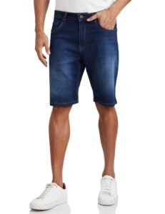 Amazon Brand – Symbol Men’s Cotton Rich Stretchable. Regular Fit Denim Shorts