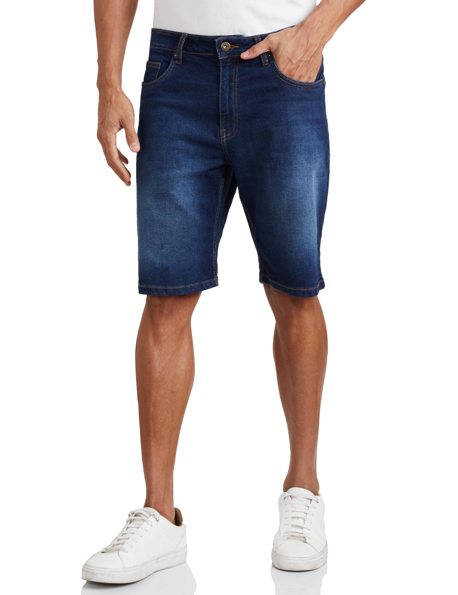 Amazon Brand – Symbol Men’s Cotton Rich Stretchable. Regular Fit Denim Shorts