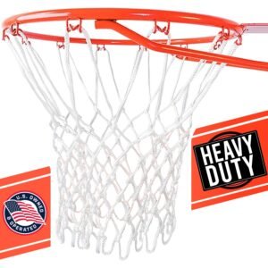 ULTRA Heavy Duty Basketball Net Replacement – All Weather Anti Whip, Fits Standard Indoor or Outdoor Rims – White, 12 Loops
