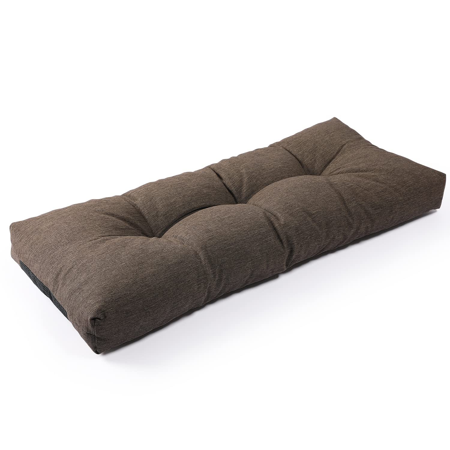 SUNROX LokGrip Non Slip Tufted Memory Foam Bench Cushion, FadeShield Water Resistant Durable Thicken Outdoor/Indoor Bench Seat Pads 30x14x4 inch, Heather Chestnut