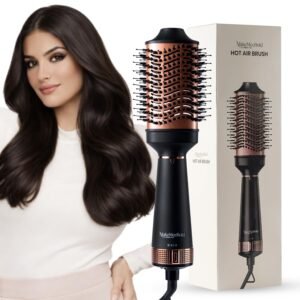 Urban Yog MakeMeeBold Hot Air Brush | 2-in-1 Hair Dryer & Straightener with 3 Temp & 2 Speed Settings, 360° Airflow Vents, PTC Fast Heating, Ceramic Plates, Auto Shut-Off | Gifts for woman