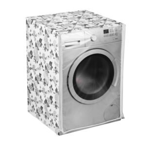AMPEREUS® Washing Machine Cover 8kg to 10kg Front Load | Front Load Washing Machine Cover LG & Universal Fit | Durable Waterproof Dustproof Fabric Protection | 64Cm x64Cm x84Cm (White)
