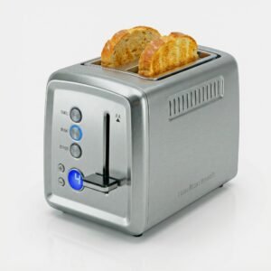 Hamilton Beach 2-Slice Pop-Up Toaster | 100% Stainless Steel Body | No Microplastic Release | 7 Browning Levels | Extra-Wide Slots | Cool-Touch Exterior | Removable Crumb Tray