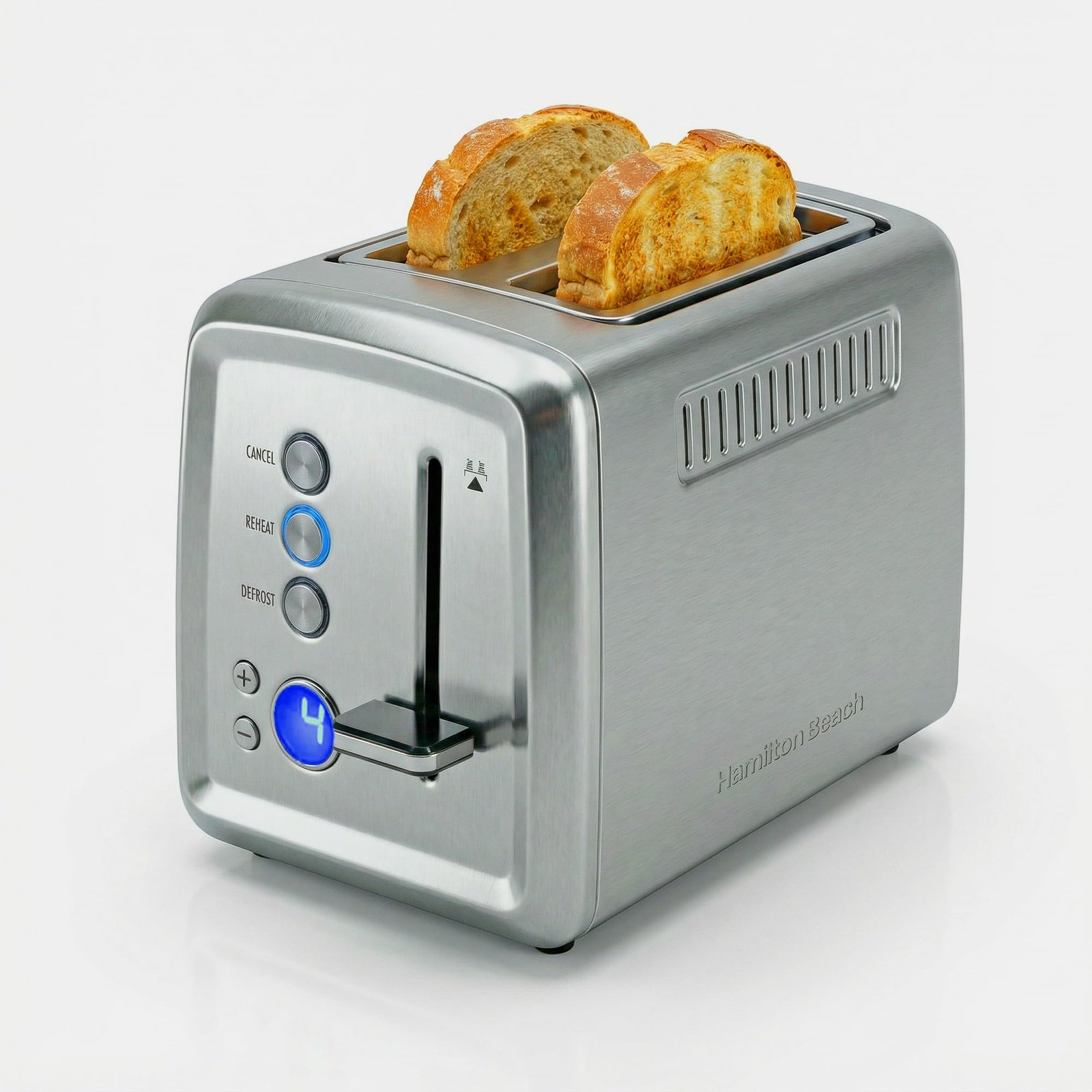 Hamilton Beach 2-Slice Pop-Up Toaster | 100% Stainless Steel Body | No Microplastic Release | 7 Browning Levels | Extra-Wide Slots | Cool-Touch Exterior | Removable Crumb Tray